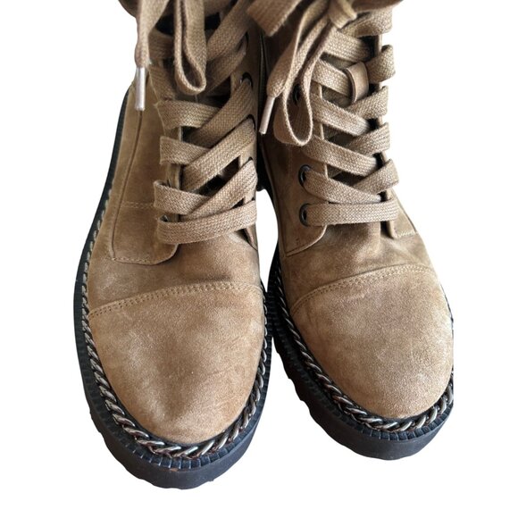 Vince Camuto Womens Mindinta Chain Trim Combat Boot With Lug Sole & Suede Upper - Picture 6 of 13